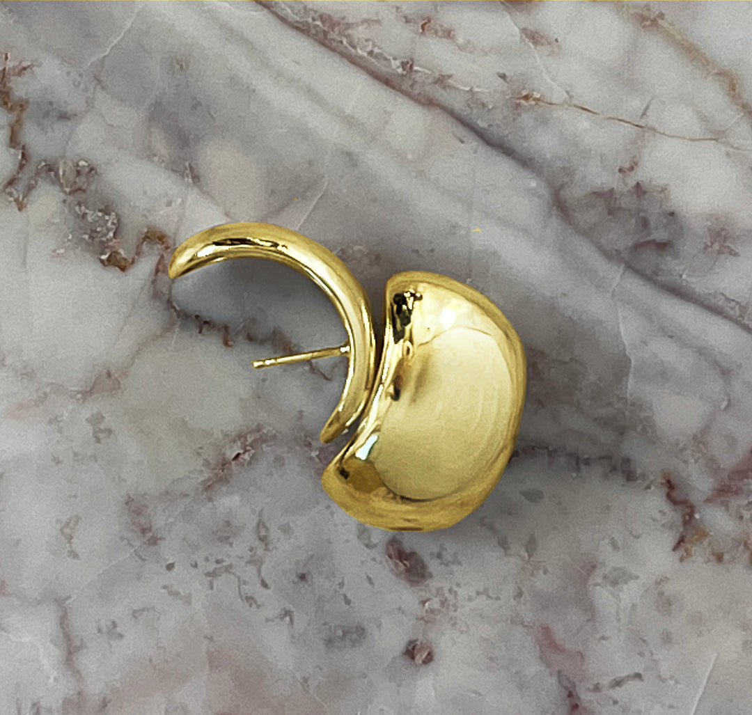 Chunky earrings gold plated shine