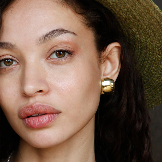 Chunky earrings gold plated shine