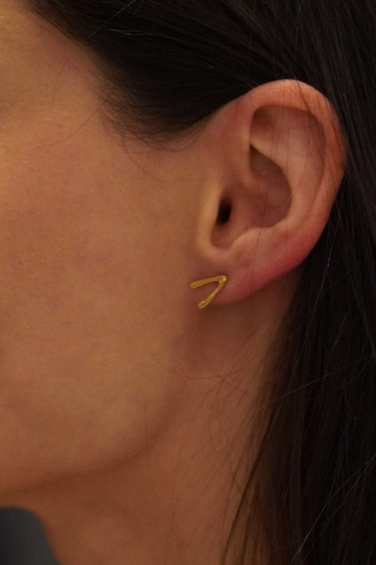 Srebrne Kolczyki WISHBONE pozłacane