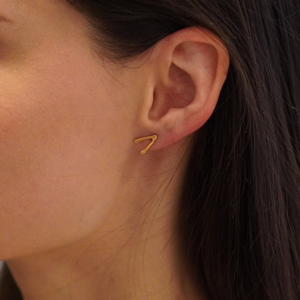 Srebrne Kolczyki WISHBONE pozłacane