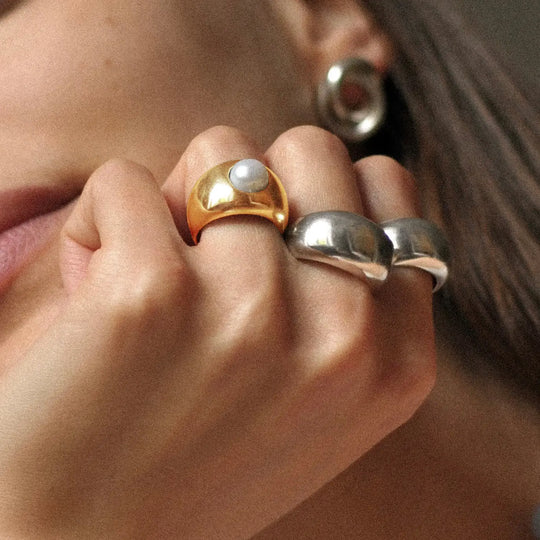 Gold Pearl Signet Ring