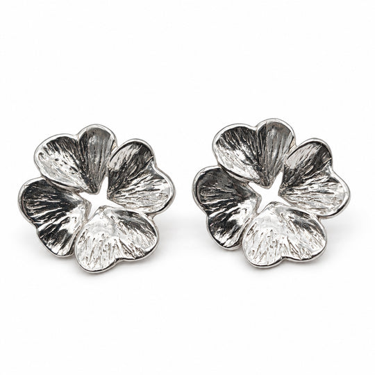 Silver four-leaf clover earrings