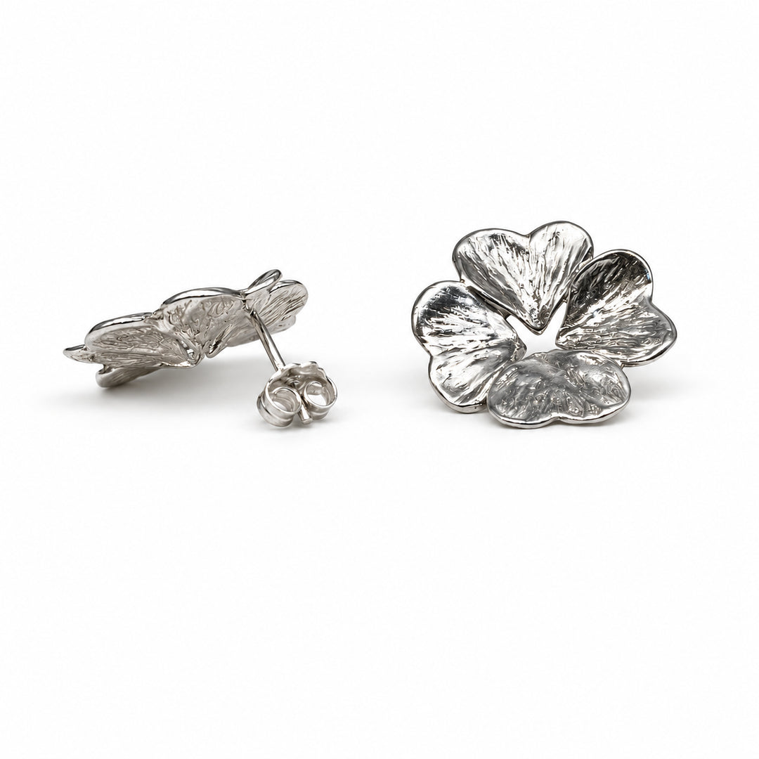 Silver four-leaf clover earrings