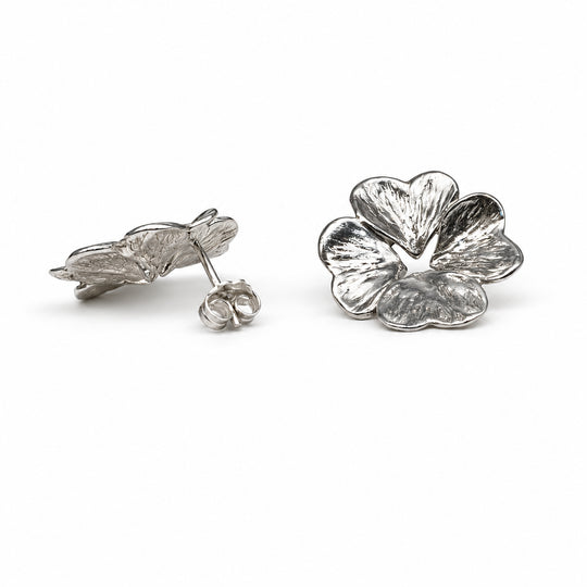 Silver four-leaf clover earrings