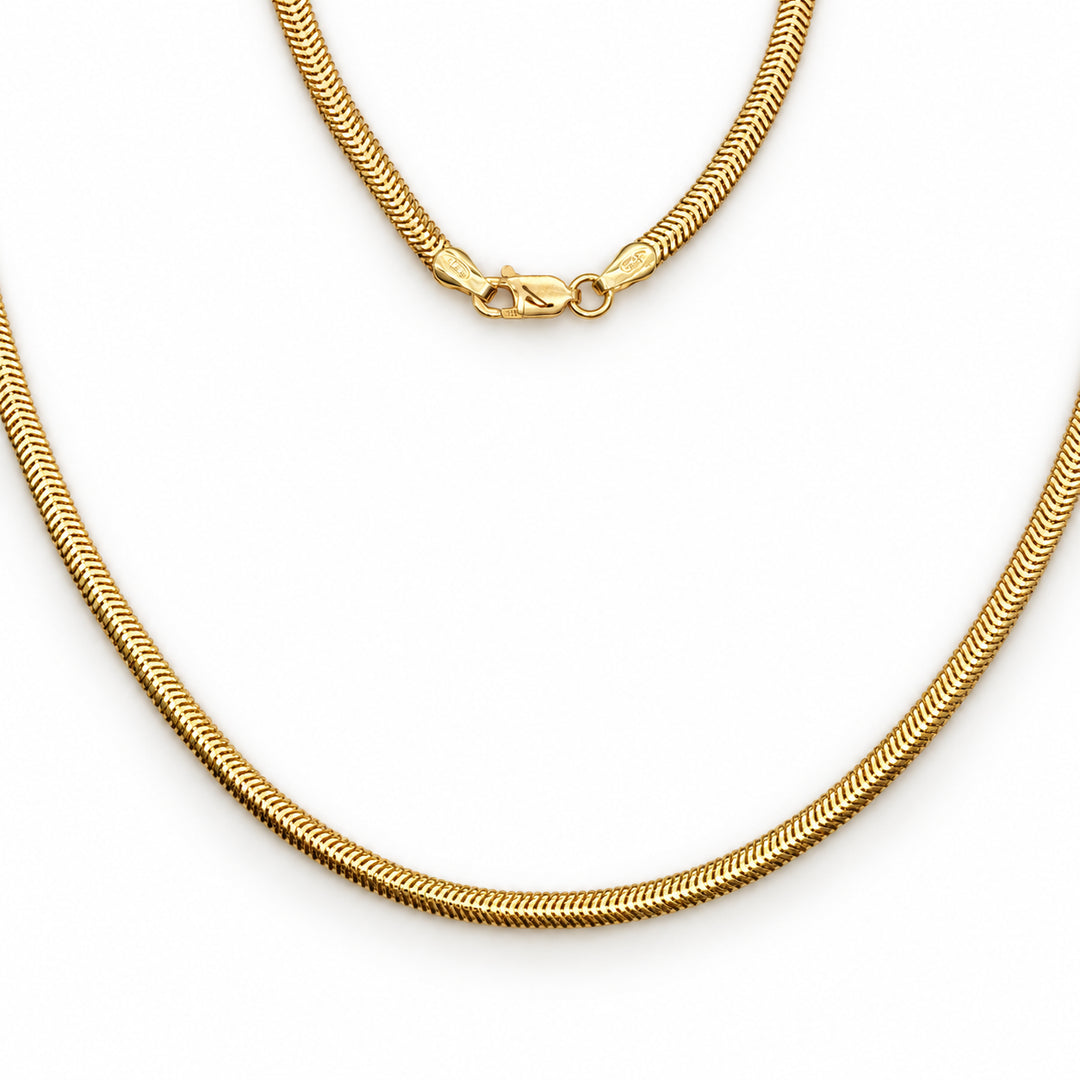Gold-plated silver snake chain necklace
