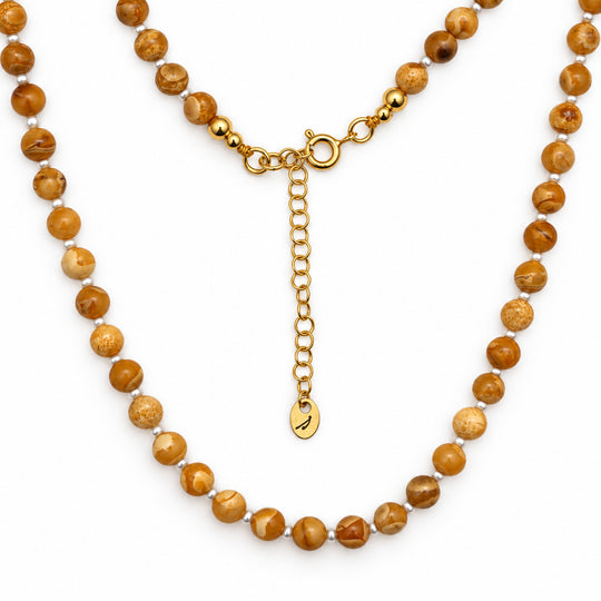 Amber and small pearl necklace