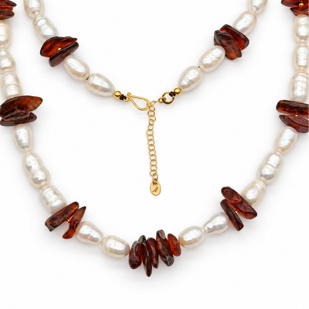 Pearl and amber necklace