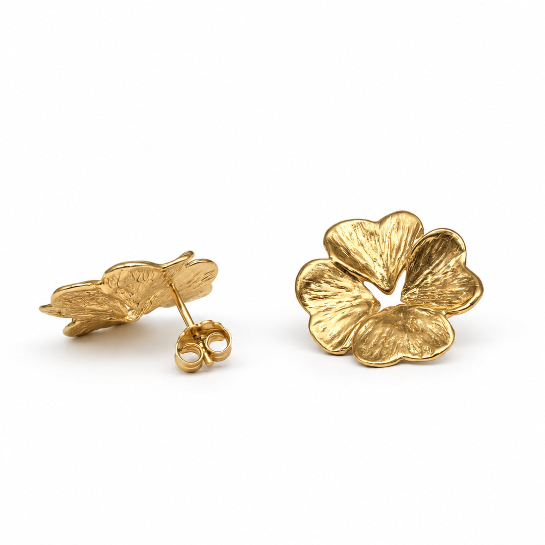 Gold-plated silver four-leaf clover earrings