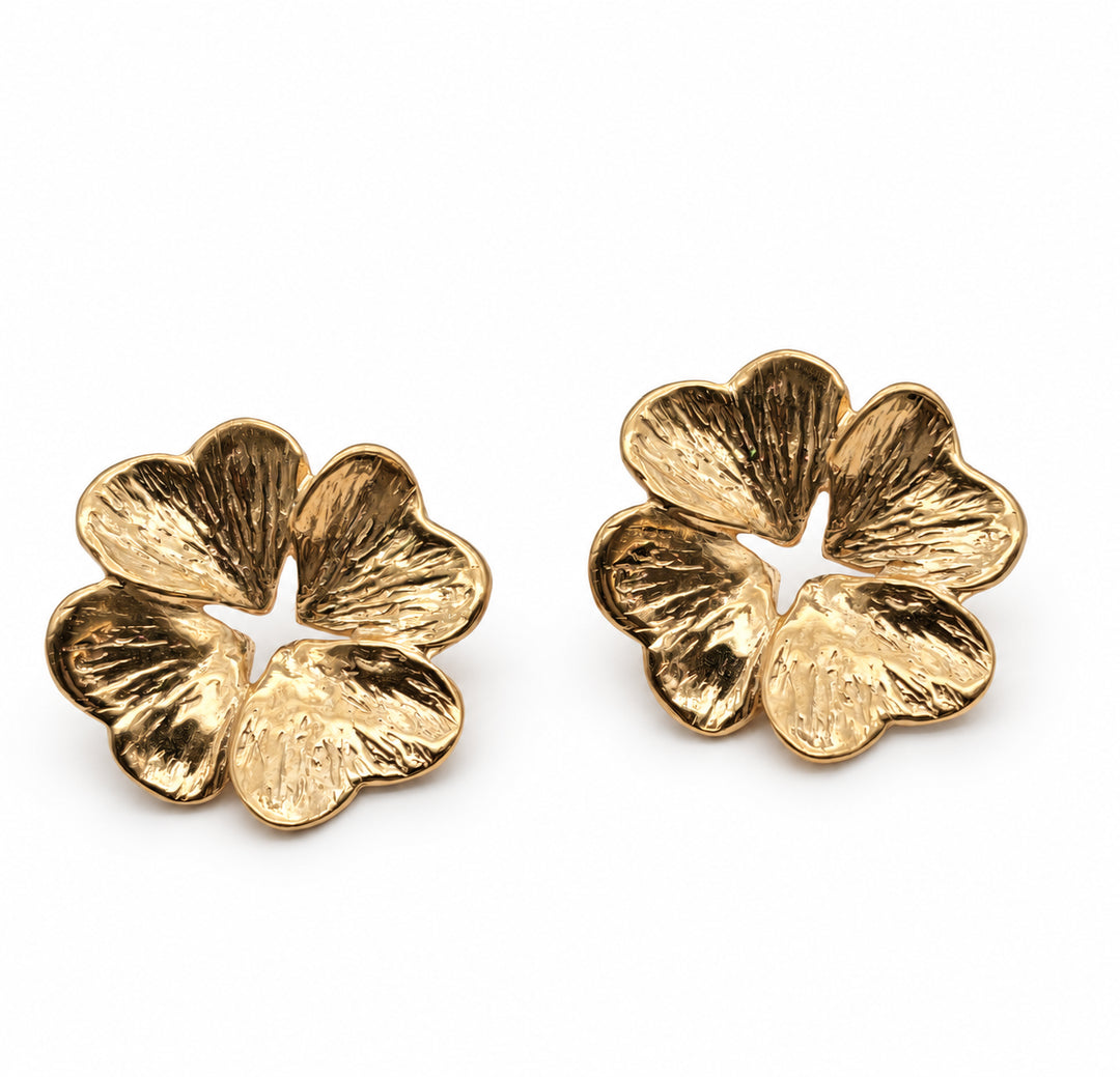 Gold-plated silver four-leaf clover earrings