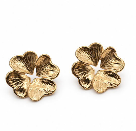 Gold-plated silver four-leaf clover earrings