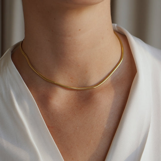 Gold-plated silver snake chain necklace