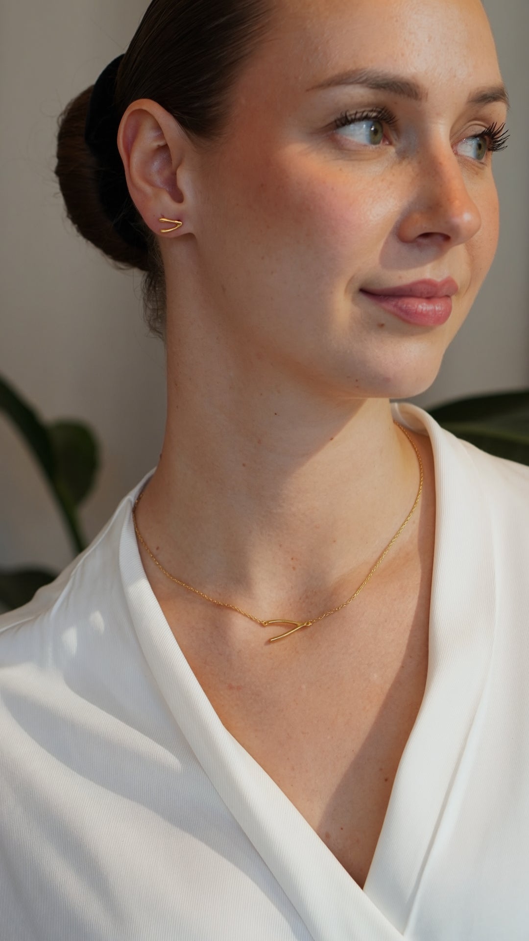 Gold-plated silver lucky bone necklace