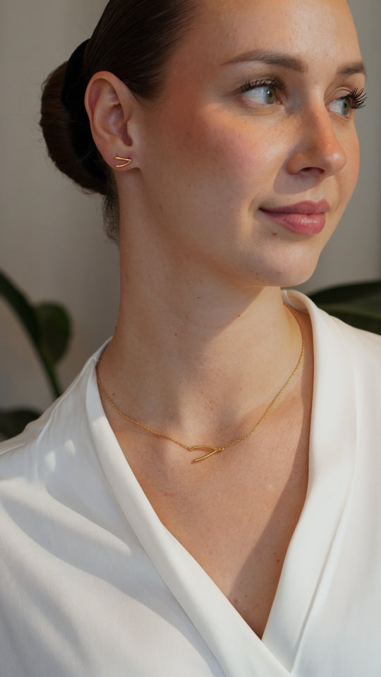 Gold-plated silver lucky bone necklace