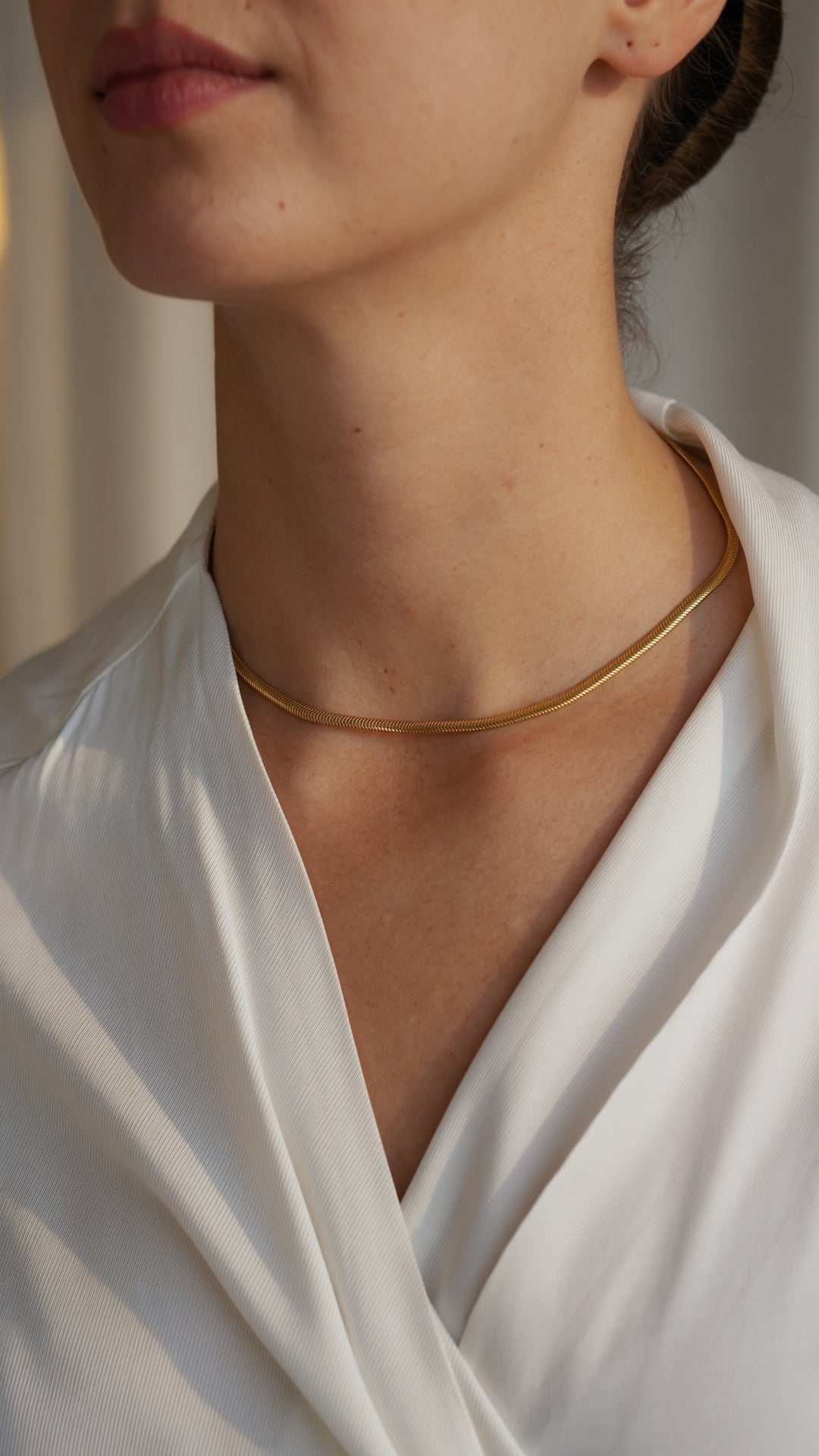 Gold-plated silver snake chain necklace