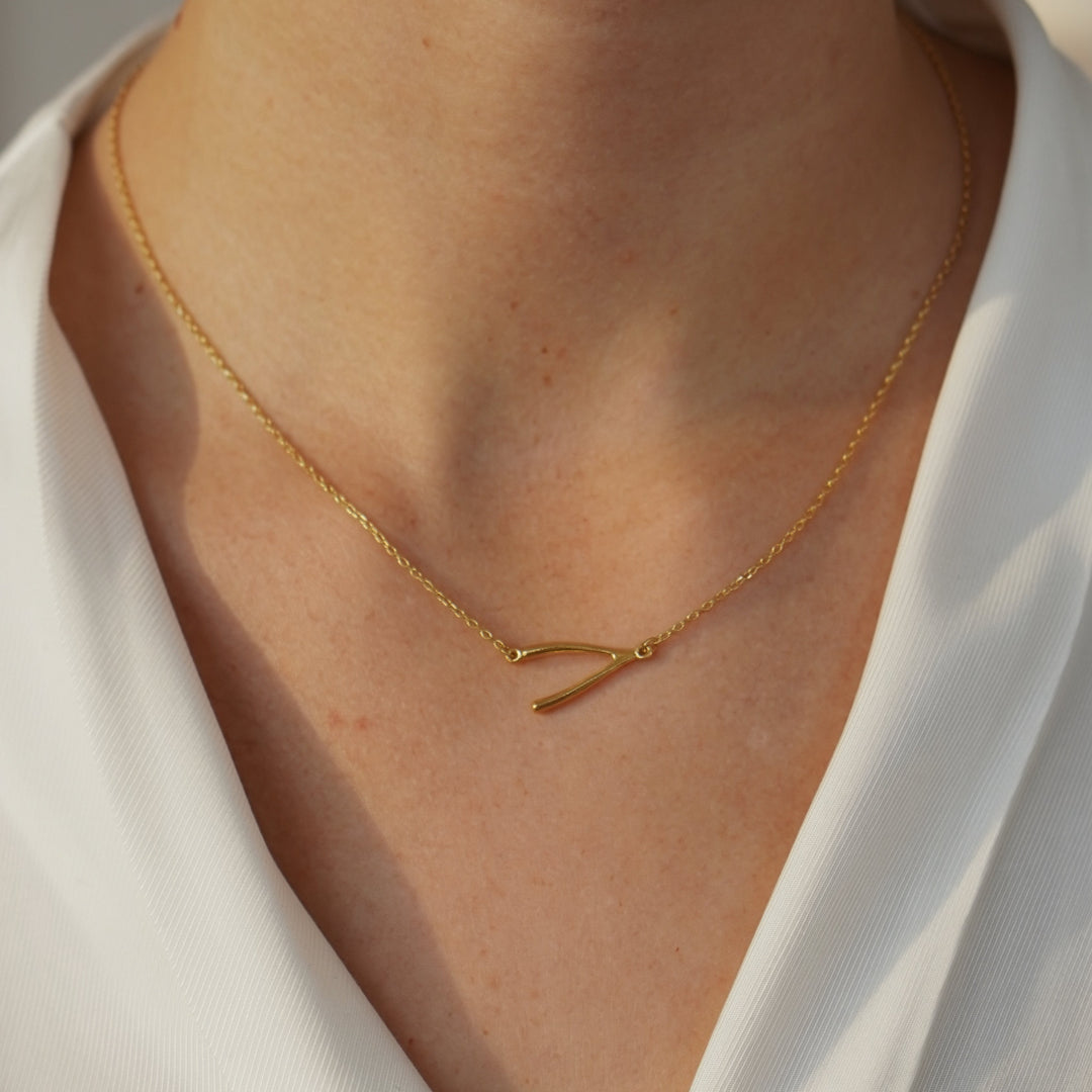 Gold-plated silver lucky bone necklace