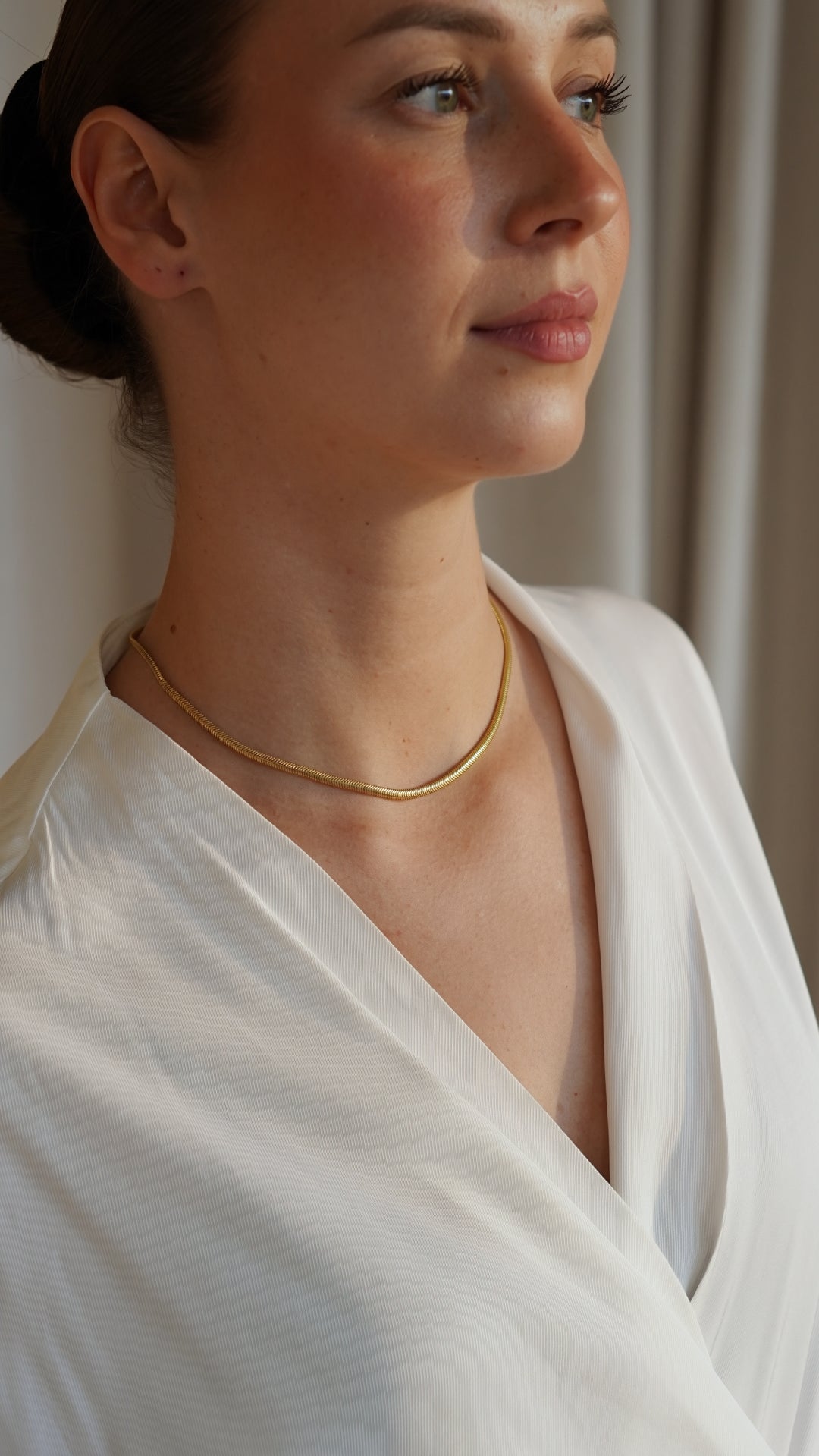 Gold-plated silver snake chain necklace