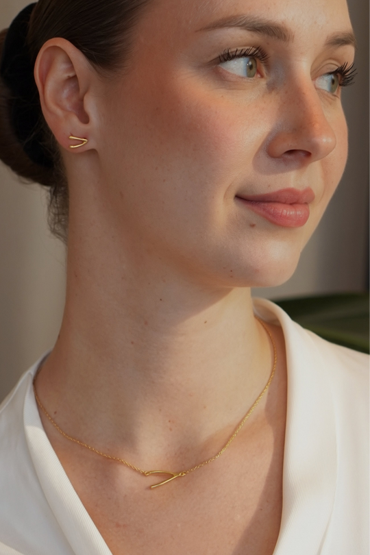 Gold-plated silver lucky bone necklace