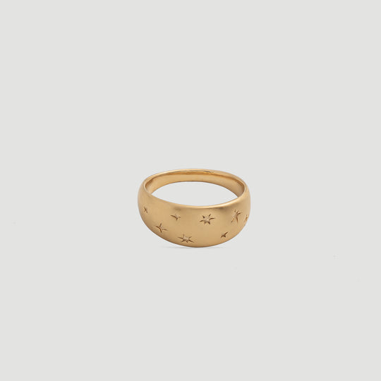 Estrella Mat Gold Plated Brass Ring 